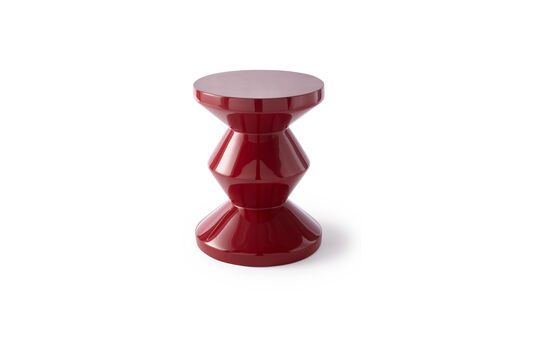 Tabouret en fibre de verre rouge bourgogne Zig zag