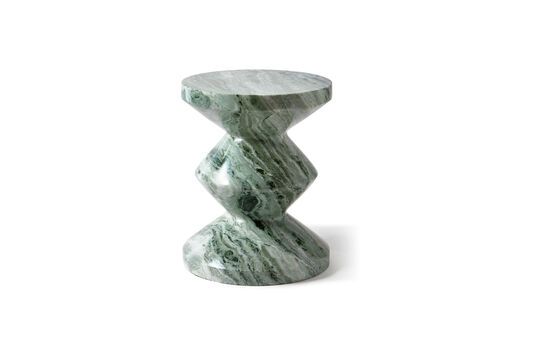 Tabouret en marbre vert foncé Zig zag
