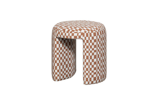 Tabouret rembourré motif damier orange Charlie