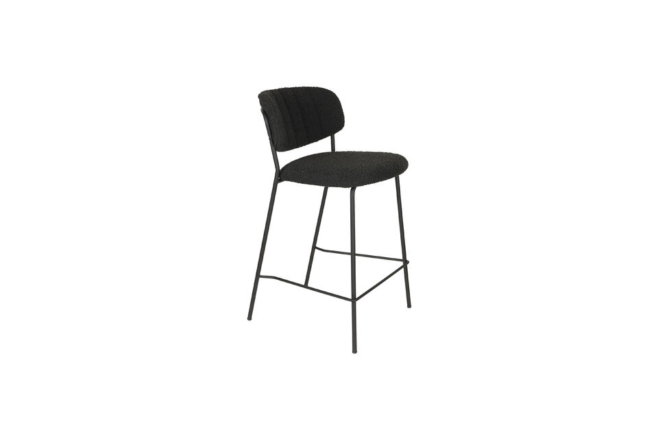 Taburete de mostrador en bouclé negro Jolien White Label