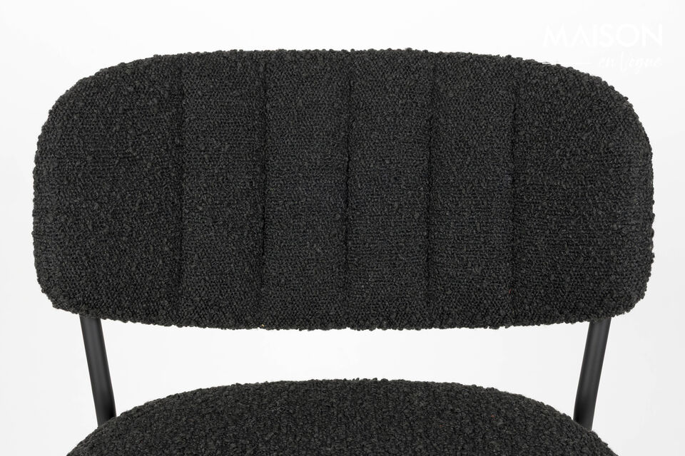 Taburete de mostrador en bouclé negro Jolien - 7