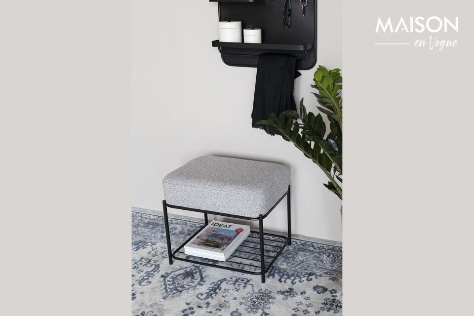 Descubra la comodidad y la elegancia de nuestro taburete rectangular de tela gris