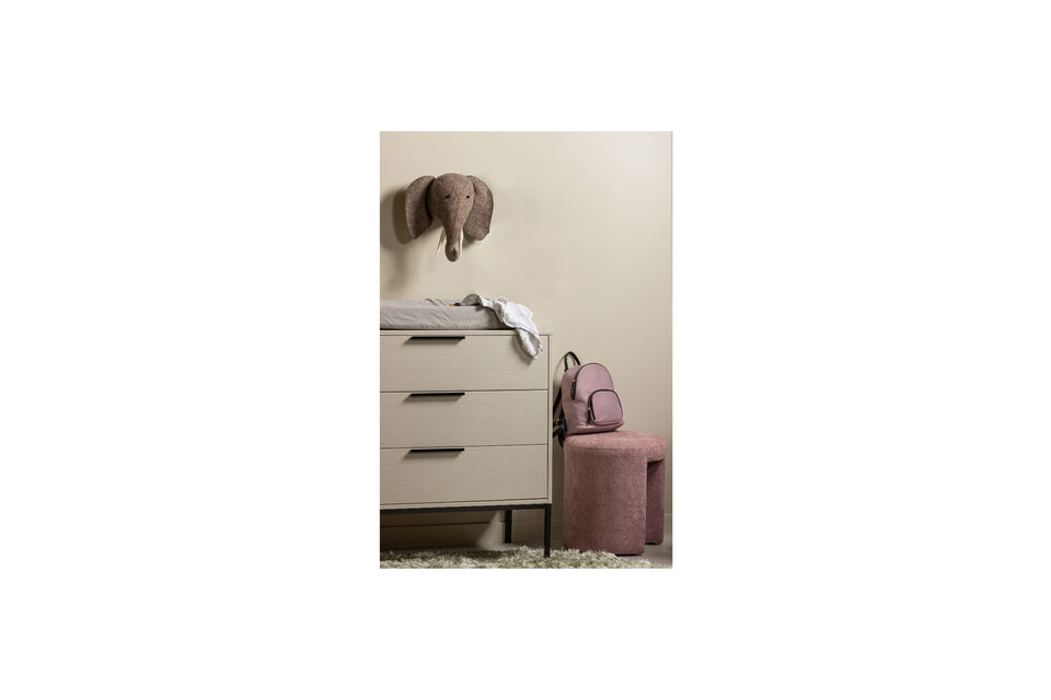 Taburete compacto de diseño acogedor Totalmente tapizado en suave chenilla Práctico asiento