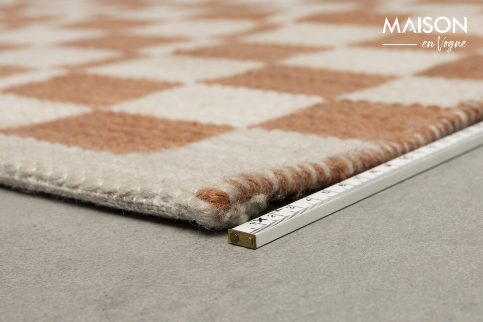 Tapis 160x230 cm en plastique recyclé beige Checker - 12