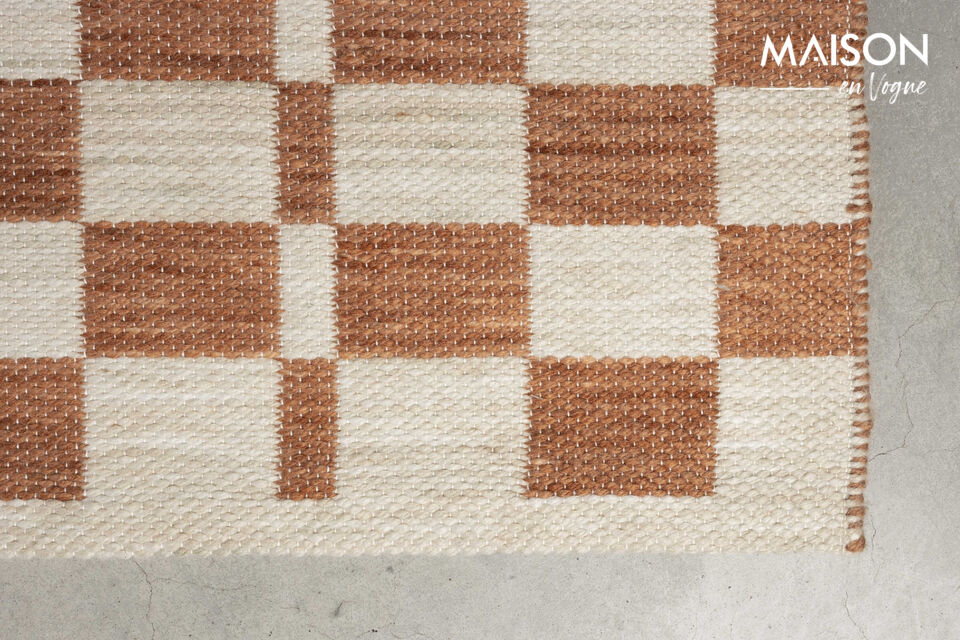 Tapis 160x230 cm en plastique recyclé beige Checker - 13