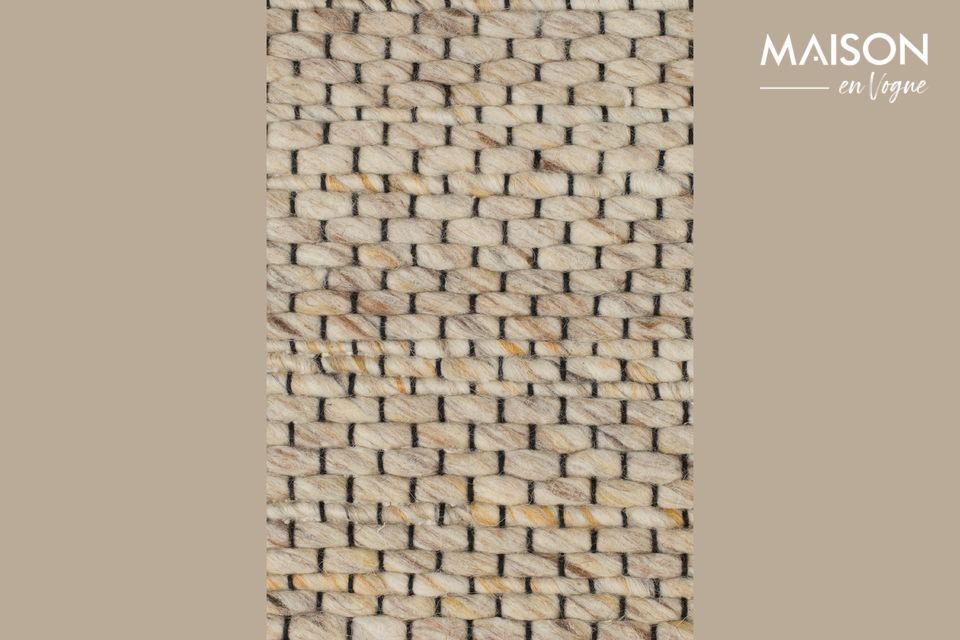 Tapis 170x240 cm en laine beige et jaune Frills - 6