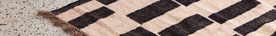 Mise en avant matière Tapis 180x180 cm Jute et Laine Noir et Naturel HDGraph