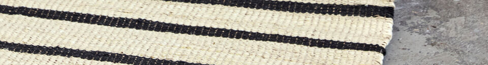 Mise en avant matière Tapis 90 x 60 cm Jute Noir et Naturel HDSima