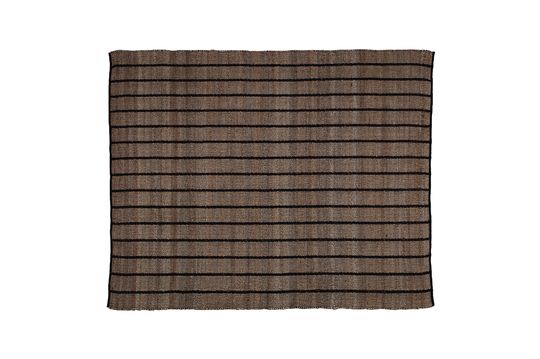 Tapis en jute et coton rayé noir et beige Basil