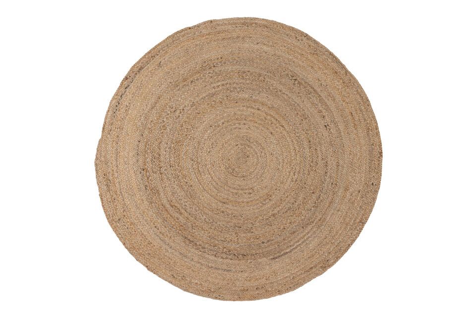 Tapis rond en tissu de jute rond beige Ross Woood