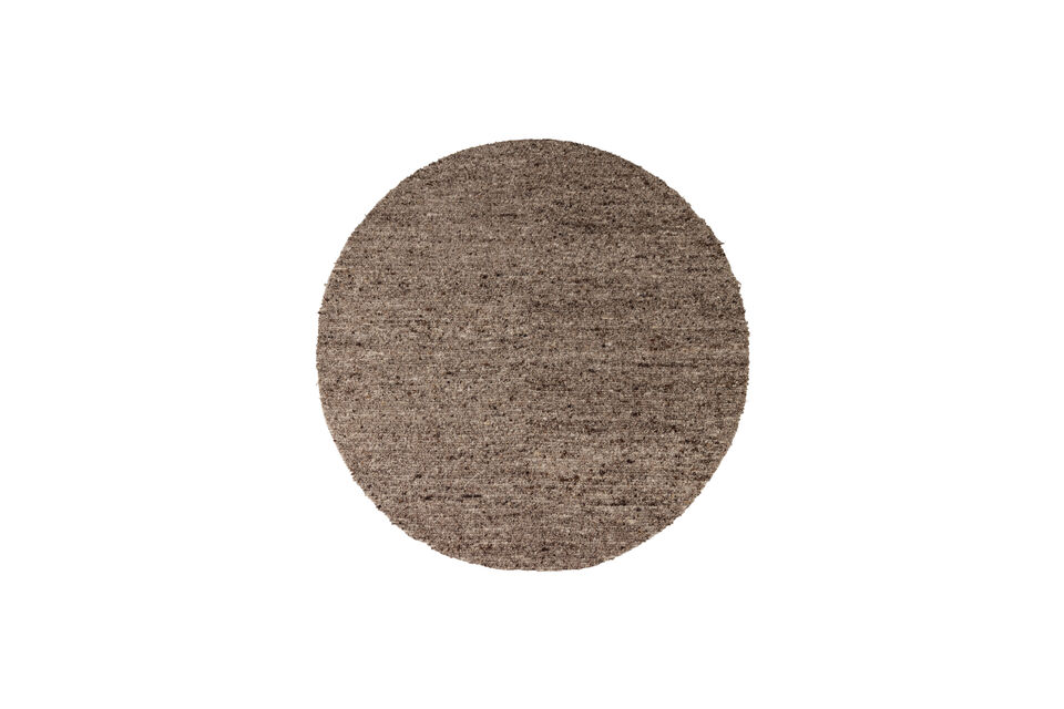 Tapis rond Ø200 cm laine marron mélangé Efia Woood
