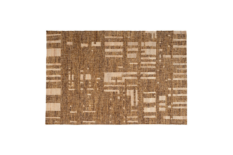 Tapis tissé main 170x240 cm laine et coton marron Ian Woood
