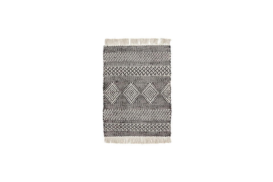 Tappeto 90x60 cm Juta e Cotone Nero e Naturale Ethnic House Doctor