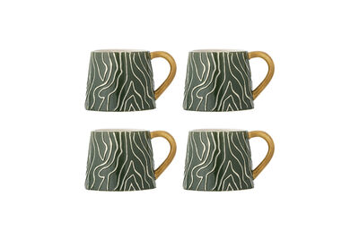 Tasse 4er-Set aus Steingut Mehrfarbig Woodsby