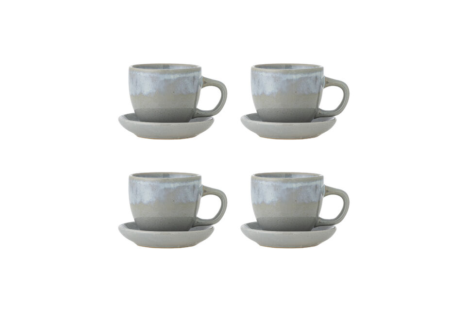 Tasse avec soucoupe en grès bleu Brenta Bloomingville