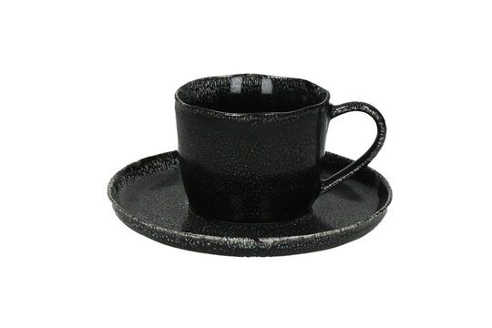 Tasse et soucoupe en grès noir Porcelino D16