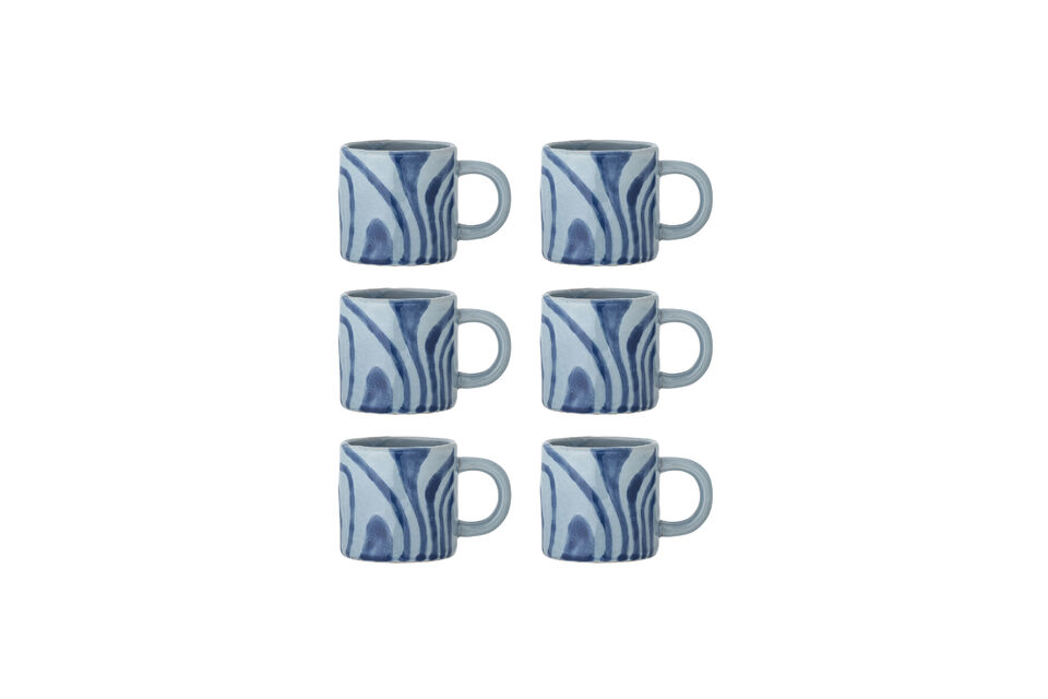 Tasses lot de 6 en grès bleu Ninka Bloomingville