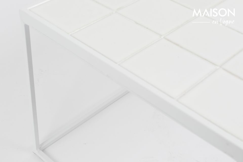 Tavolino da salotto rettangolare in ceramica bianca Glazed - 7