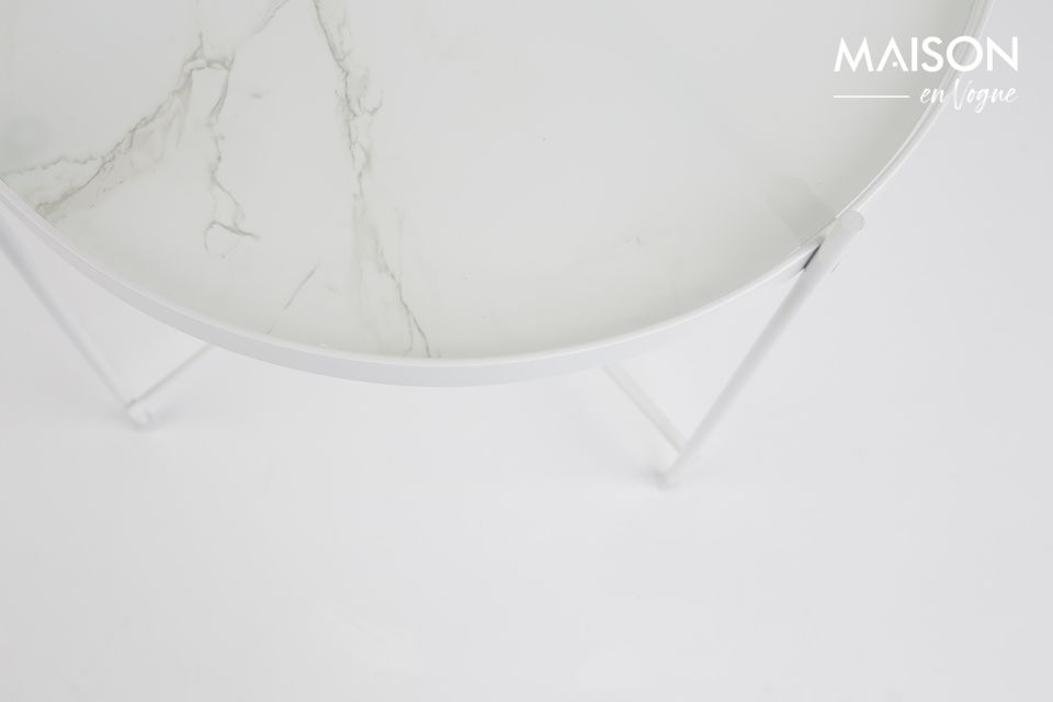 Tavolino rotondo 43 cm effetto marmo bianco Cupid - 4