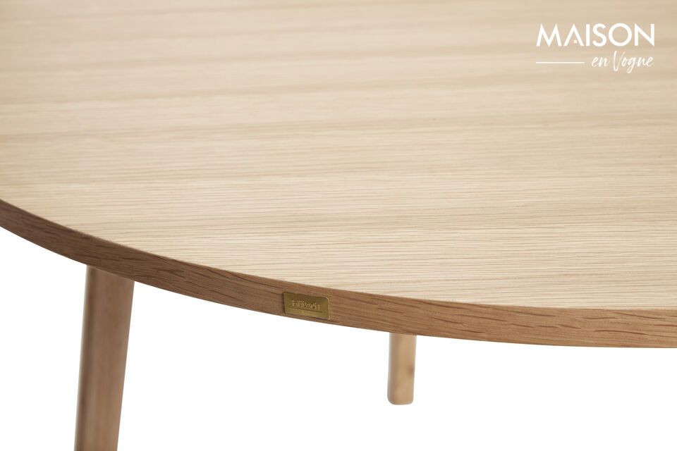 Tavolo da pranzo rotondo impiallacciato rovere chiaro a terra - 4