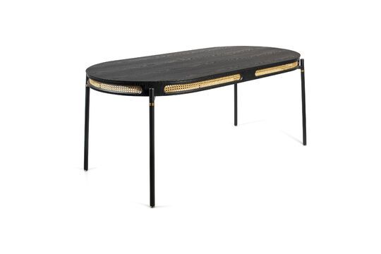 Tavolo da pranzo Webbing a 6 posti in legno nero e rattan