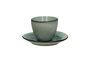Miniatura Taza con platillo de gres turquesa Kimo Clipped