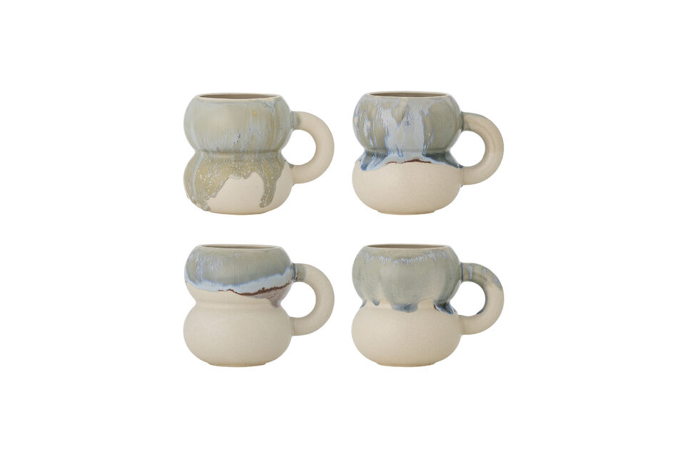 Taza Set de 4 de gres azul Luna Bloomingville