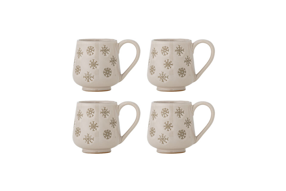Taza set de 4 de gres Nature Snowie Bloomingville