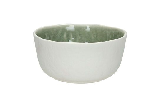 Tazón para cereales de porcelana blanca y verde pálido Spiro