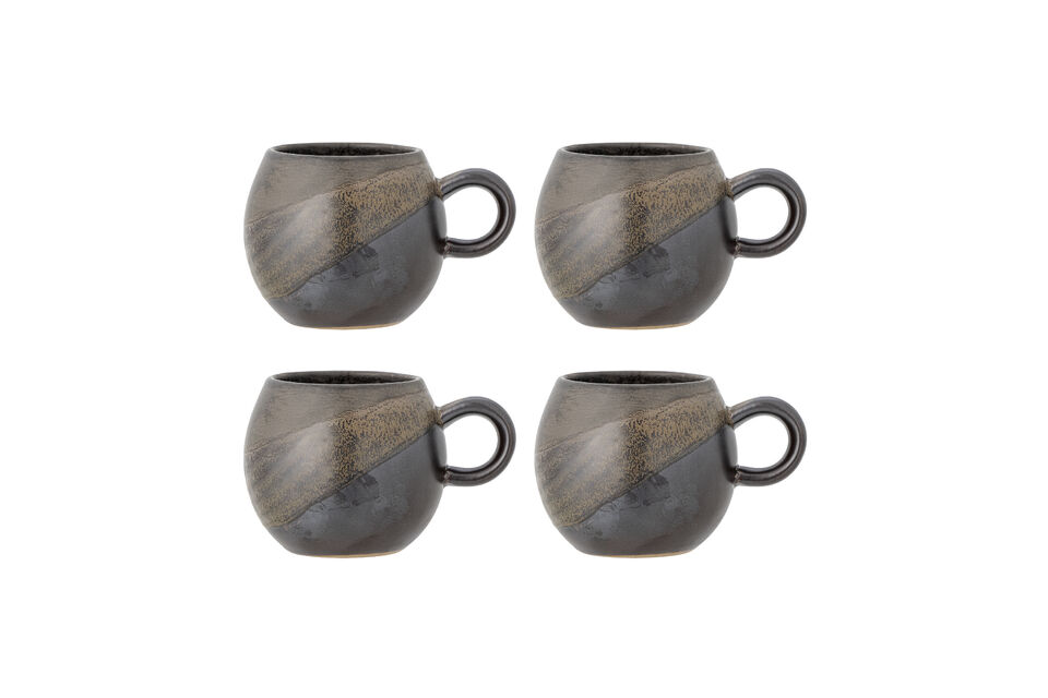 Tazza set di 4 in gres marrone Paula Bloomingville