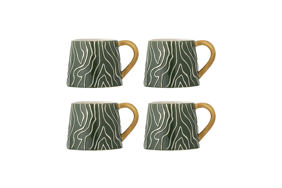 Tazza set di 4 in gres multicolore Woodsby Bloomingville