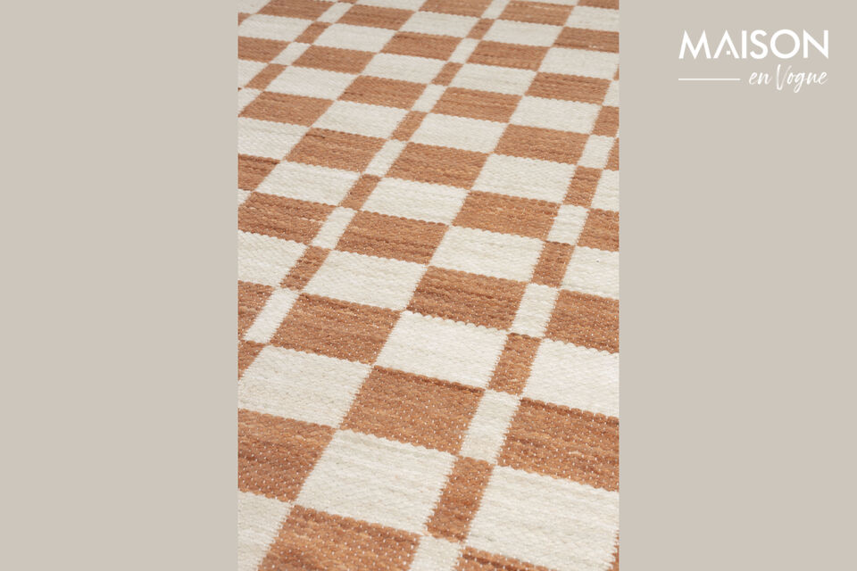 Teppich 160x230 cm aus recyceltem Kunststoff beige Checker - 10