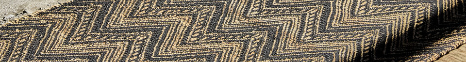 Materialbeschreibung Teppich 260 x 83 cm Baumwolle und Jute Natur und Schwarz HDMonta