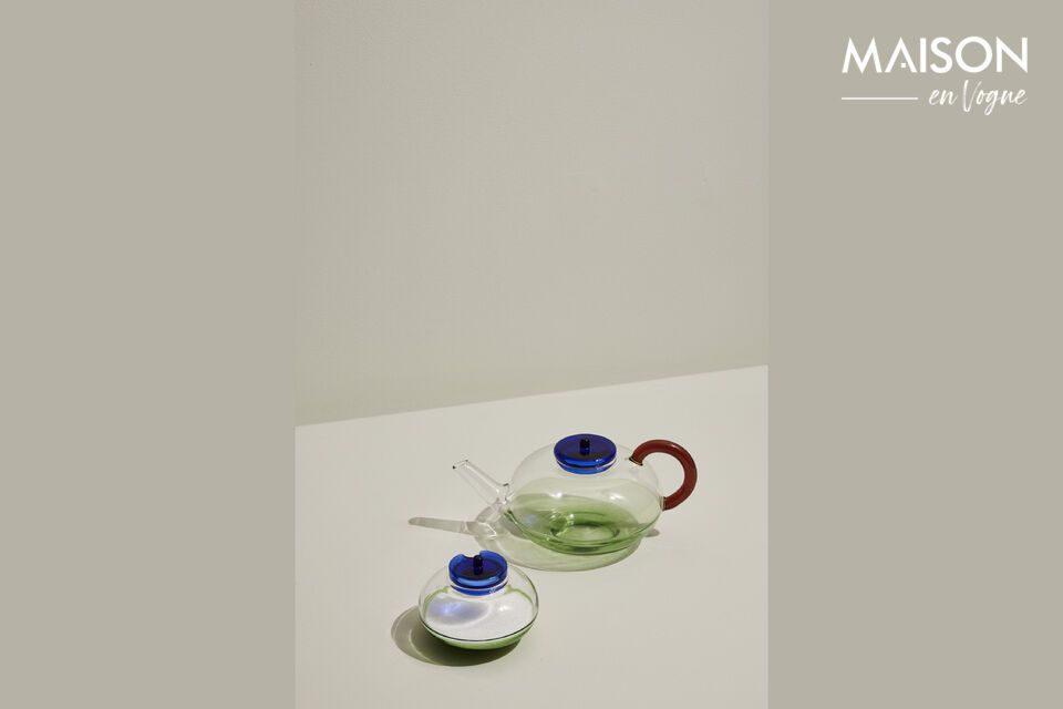 Disfrute de su té en la tetera de vidrio multicolor NoRush