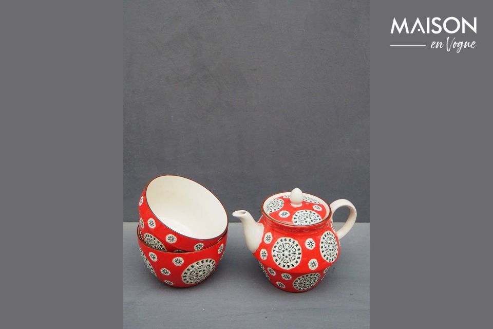 Pour déguster une tasse de thé en admirant un motif folk