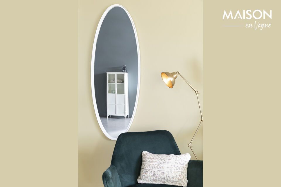 Miya mirror, elegant metallic finish, refined industrial ambience.