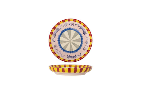 Tray D30xH6 cm in Multicolor Stoneware Missy Clipped