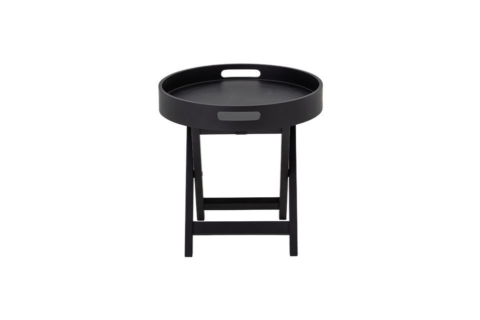 Tray side table Ø40 cm black rubberwood Freya - 2