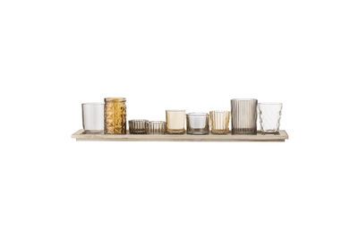 Tray with Sanga glass candlesticks
