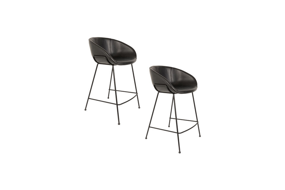 Tresenhocker Sitzhöhe 65 cm aus schwarzem Kunstleder Feston - 12