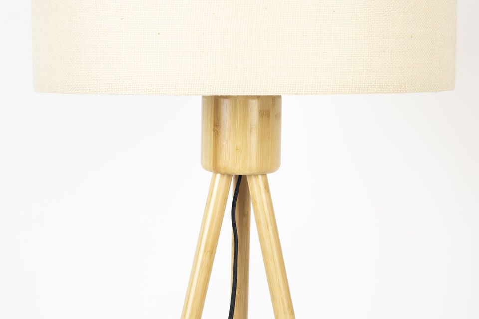Tripod floor lamp in white bamboo Fan - 11