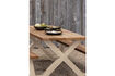 Miniatuur Tuin picknicktafel 206x145 Ayous en zand metaal TABLO 2