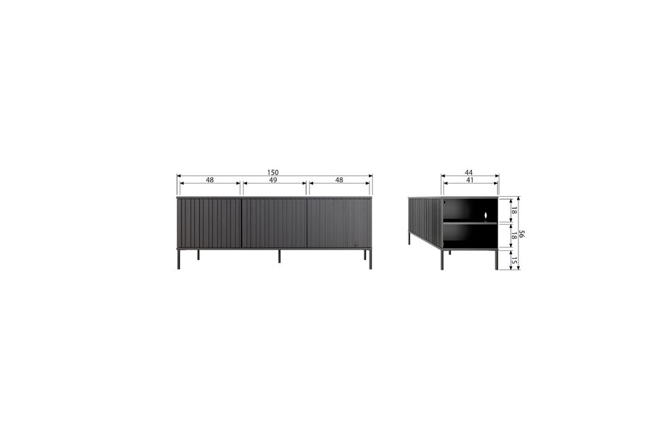 Het Gravure New tv-meubel beschikt over twee deuren met een geluidloos push-to-open systeem