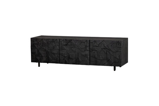 TV Unit 160 cm Black Mango Wood Counter Clipped