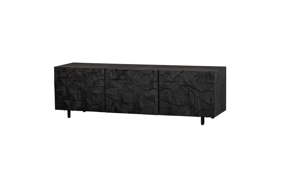 TV Unit 160 cm Black Mango Wood Counter Woood