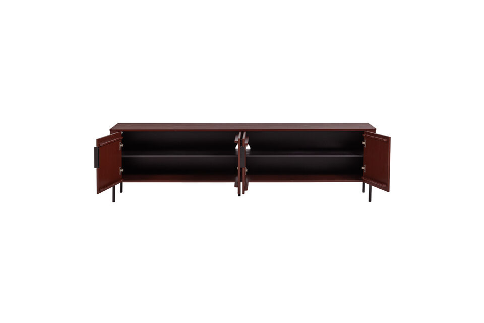 Store your media accessories behind the four doors and enjoy your favorite shows in style