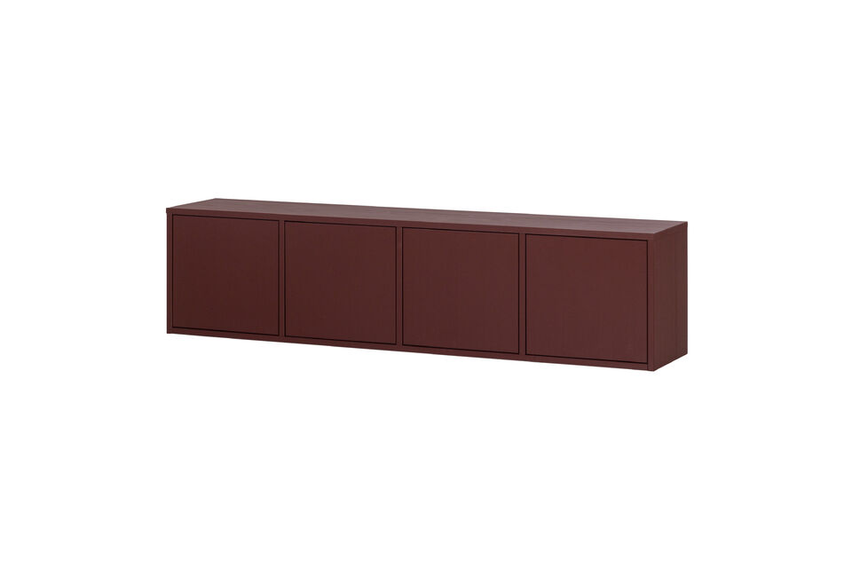 TV Unit 200 cm Pine Burgundy Red MEREL Woood