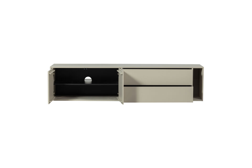 Cables and cords out of sight and your favourite LPs in the narrow open compartment