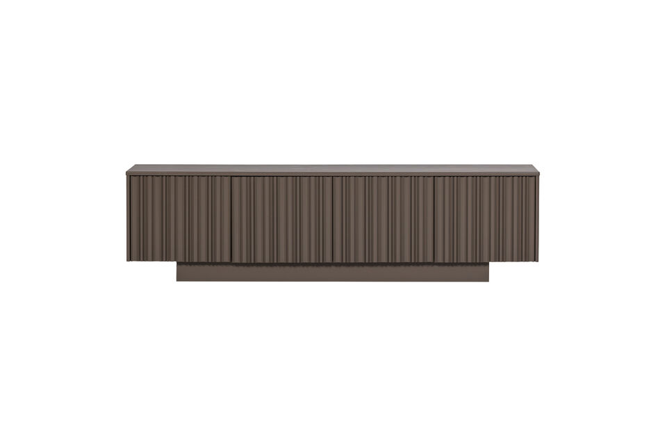 Behind the four graphically designed doors are two generous shelves where you can neatly store all