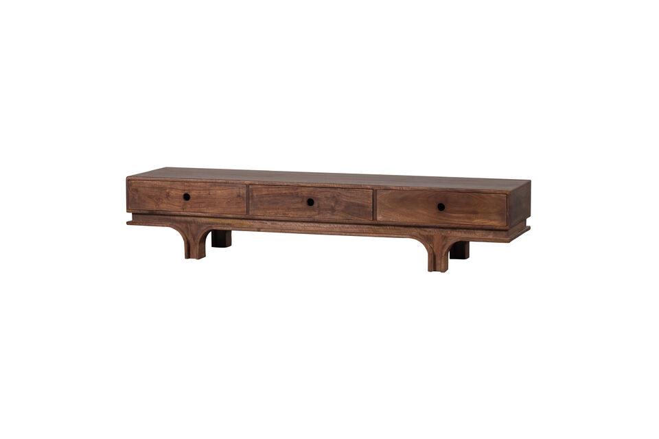 TV Unit 3 Drawers Mango Wood Walnut STAES Woood
